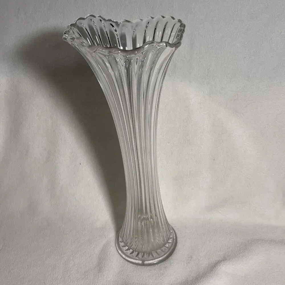 Antique Fenton Swung Vase Clear Early Circa 1918 UV Glow Rare